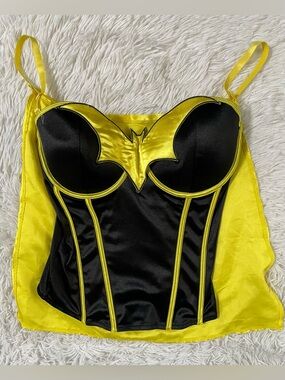 Batgirl Corset Bustier Cosplay Halloween Party Cape Batman DC Comics Black XL